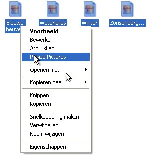 Kies Resize Pictures uit het menu
